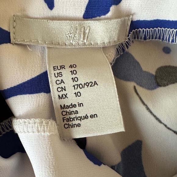 *H&M* Blue x White Short Sleeve Dress Size 10 - Picture 6 of 7
